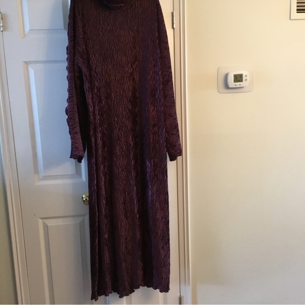 Plum Textured Long-Sleeve Maxi Dress